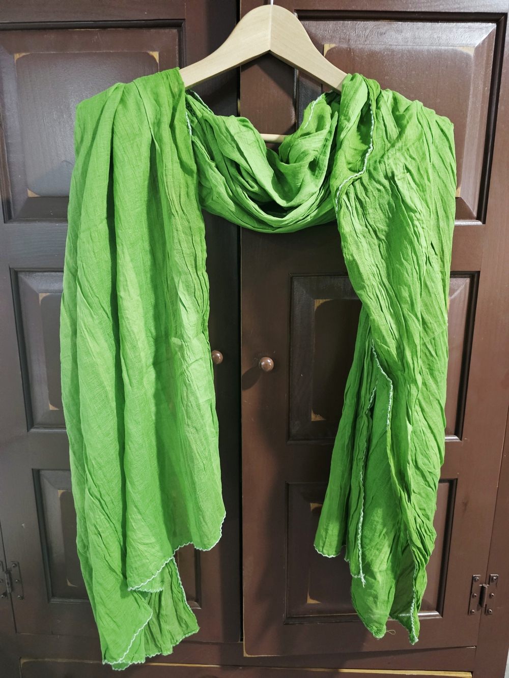 Sheer Crinkled Bright Green Pakistani Dupatta Scarf Wrap